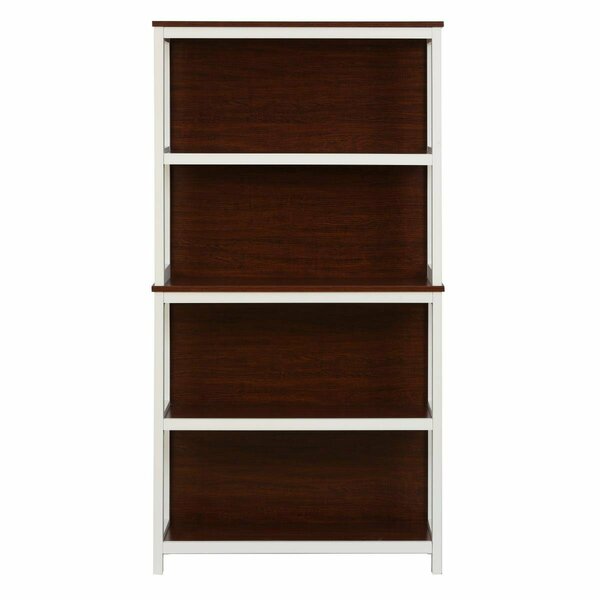 Kd Vestidor 59.5 x 31.38 x 11.8 in. 4-Shelf White & Walnut Engineered Wood Bookcase KD3268850